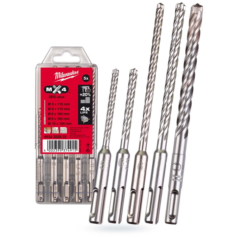 Milwaukee Set burgija za beton, SDS-Plus MX4, 4 -rezna, 5 – 10 mm, 4932352833