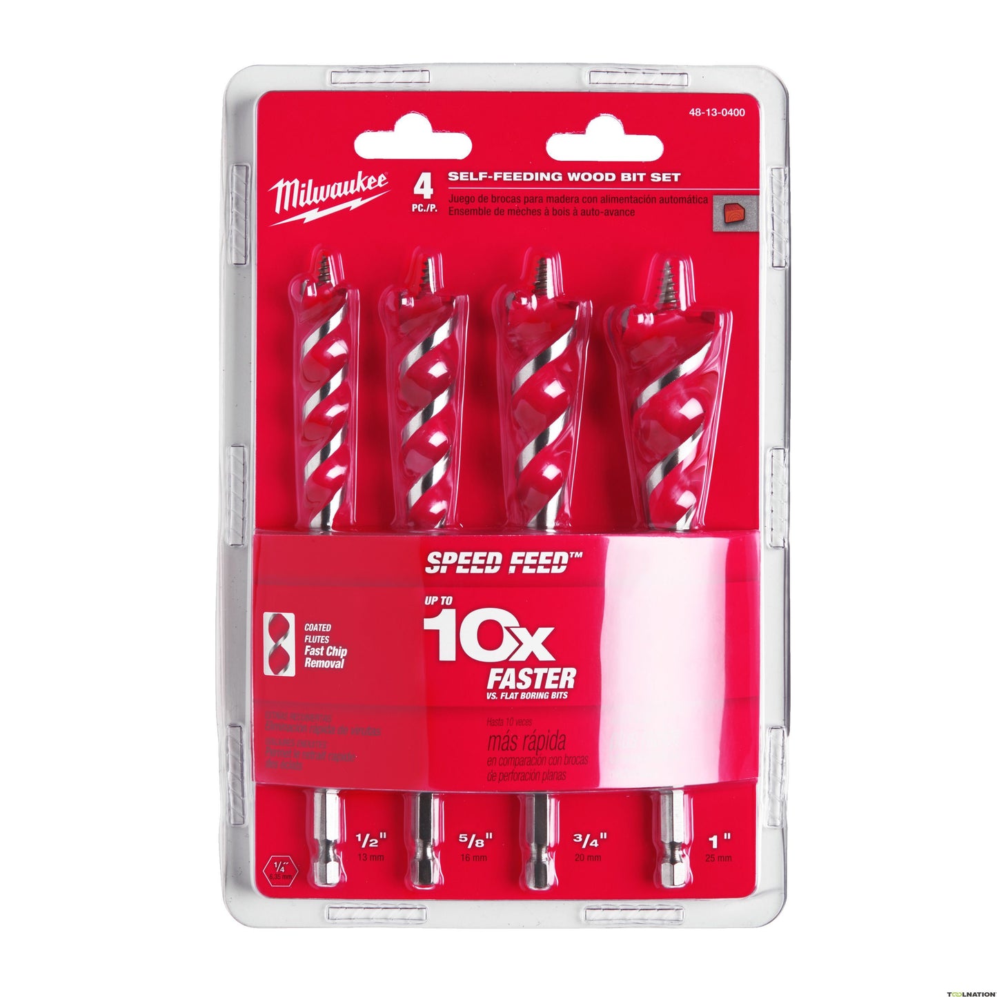 Milwaukee set spiralnih burgija za drvo, 13 – 25 mm, Hex 1/4”, SPEED FEED™, 4932479477