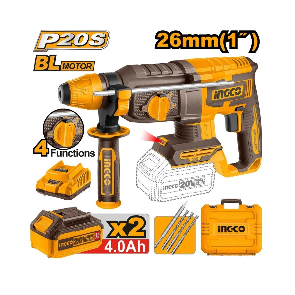 Aku hamer 2,5J 26MM 2X4AH INGCO CRHLI202682E