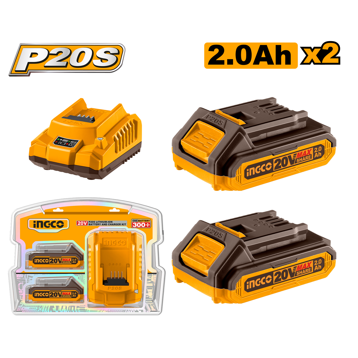 Set baterija 2x 2AH + punjačINGCO FBCPK1222E