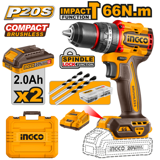 Aku udarna bušilica 66NM 2X2AH SUPER INGCO CIDLI20668E