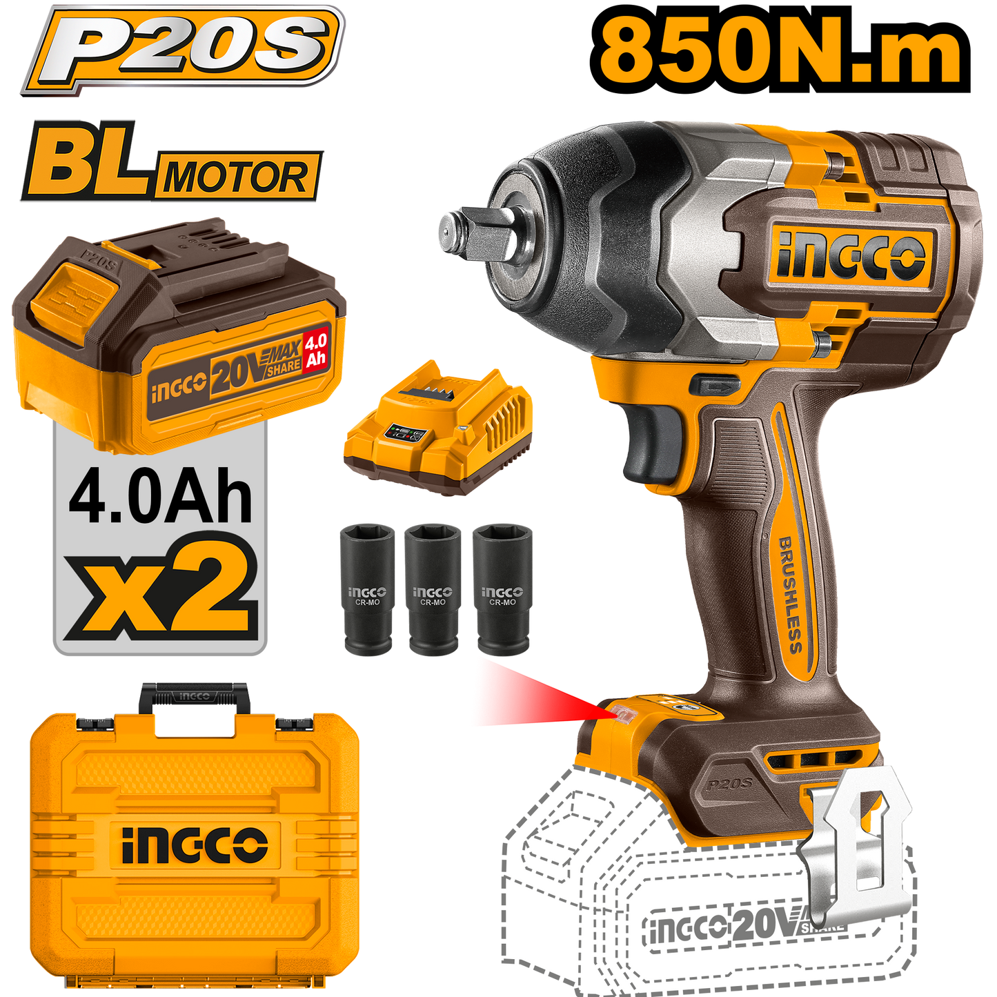 Aku udarni odvijač 1/2" 850NM INGCO CIWLI2085
