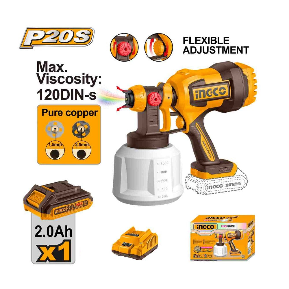 Aku pištolj za farbanje 1X2AH SUPER INGCO CSGLI2004E