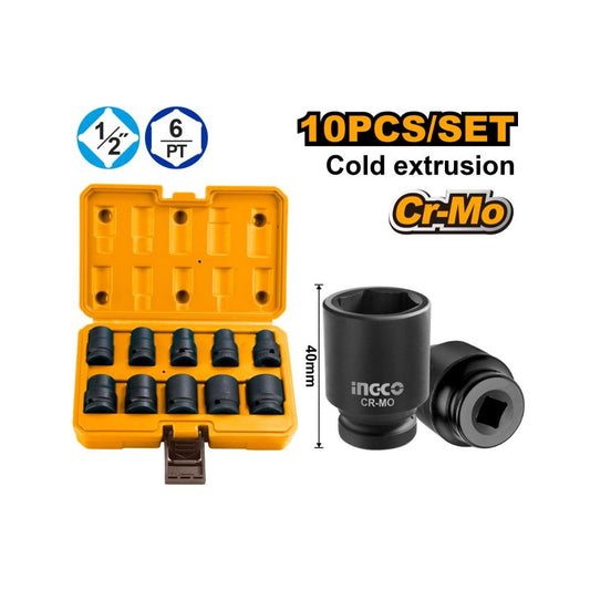 Set 10/1 udarnih nasadnih ključeva 1/2" INGCO HKISSD12101