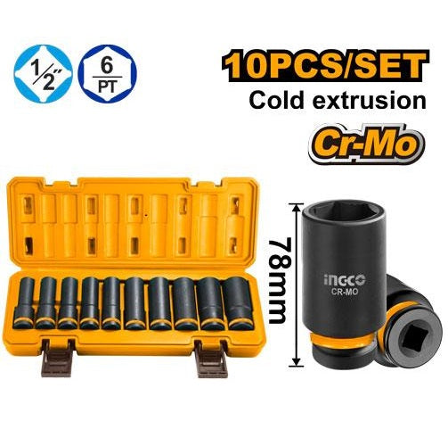 Nasadni ključevi 10kom ingco 1/2" HKISSD12102L